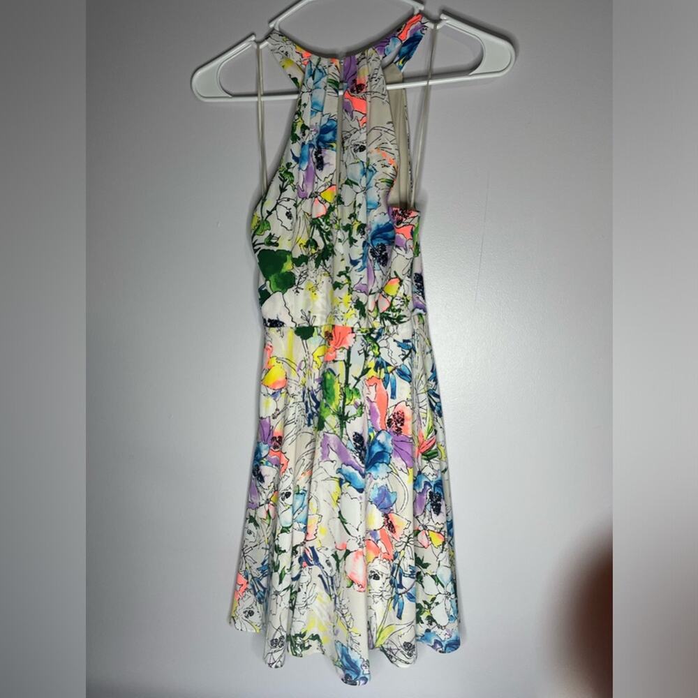 Express Skater A-Line Halter Floral Sleeveless Keyhole Dress Size 0